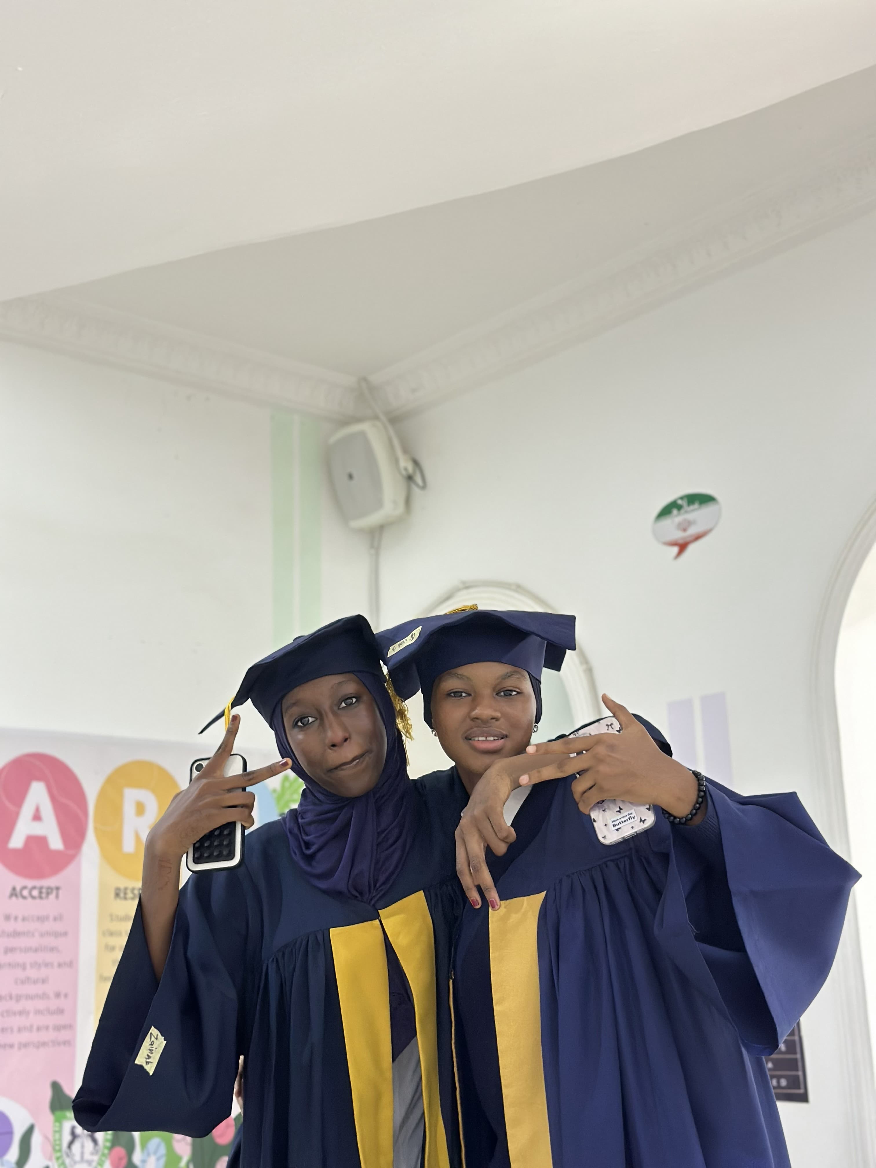 Student receiving award